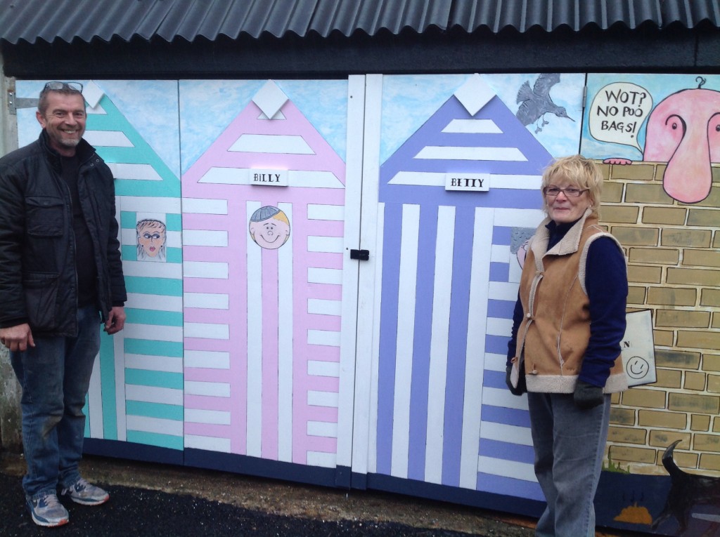 Artwork complete and finally installed. Billy, Bertha and Betty have moved in! Smiles all round after a hard day.