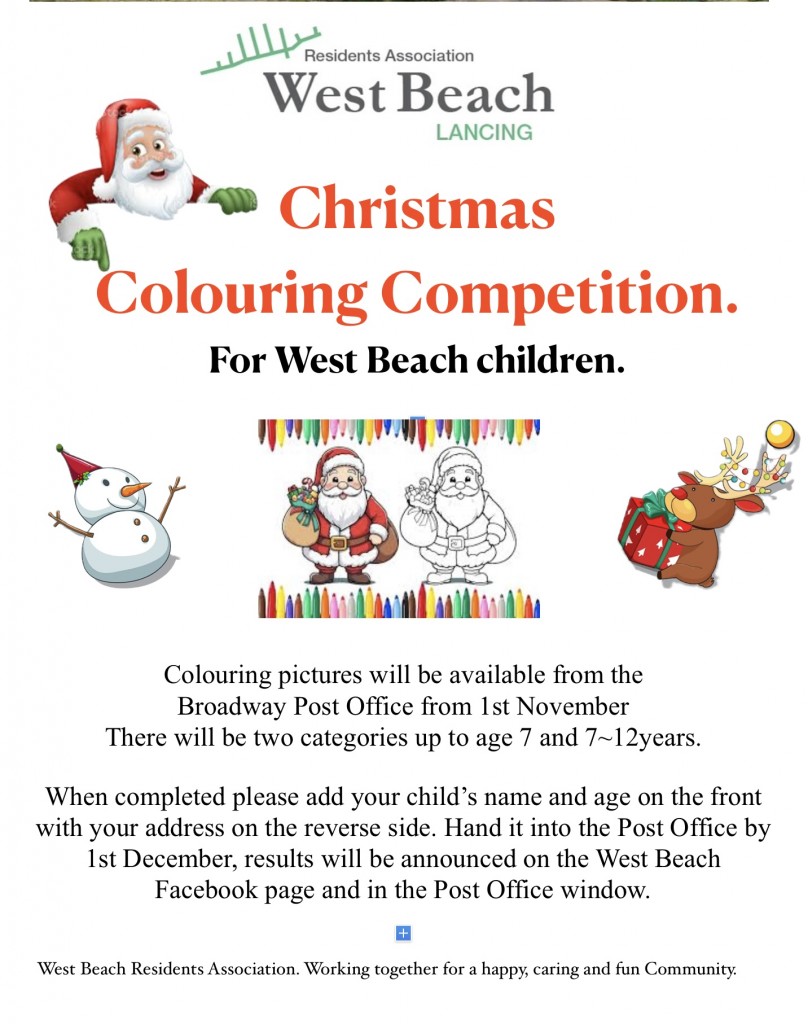 Santa’s Christmas Colouring Competition at West Beach Lancing.